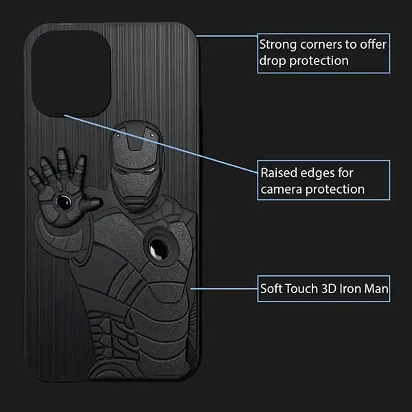 iphone 14 pro iron man 3d shockproof soft silicone back case