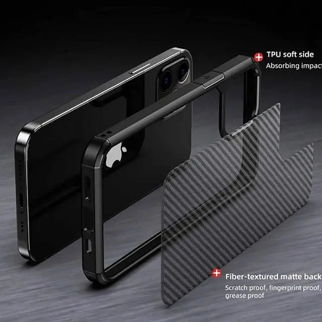 iphone 13 pro max carbon fiber armor transparent matte case