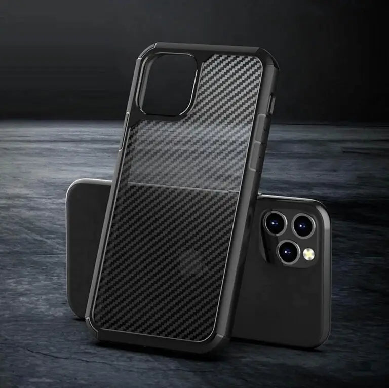 iphone 13 pro max carbon fiber armor transparent matte case