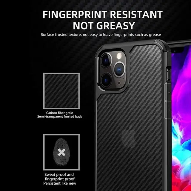iphone 13 pro max carbon fiber armor transparent matte case