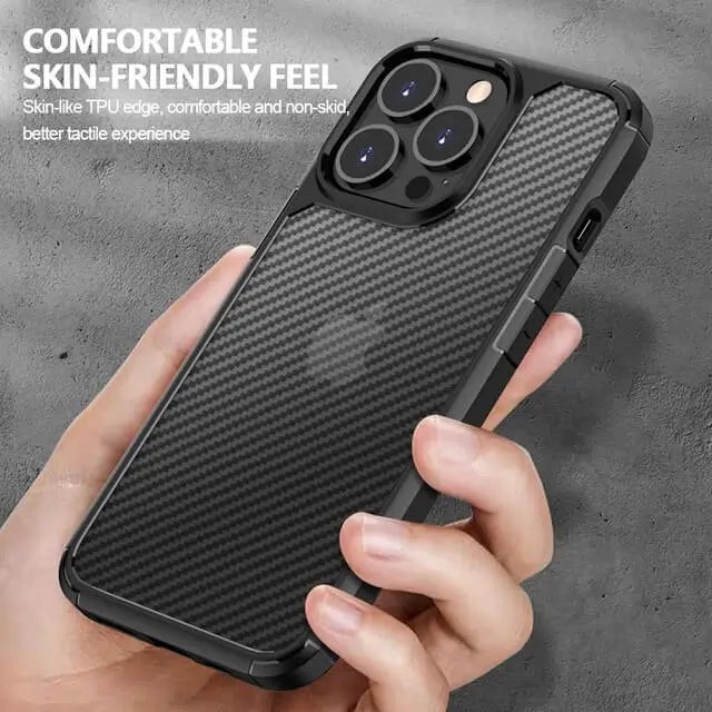 iphone 13 pro max carbon fiber armor transparent matte case