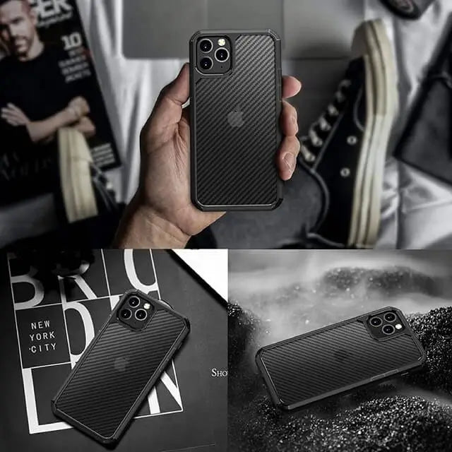 iphone 13 pro max carbon fiber armor transparent matte case
