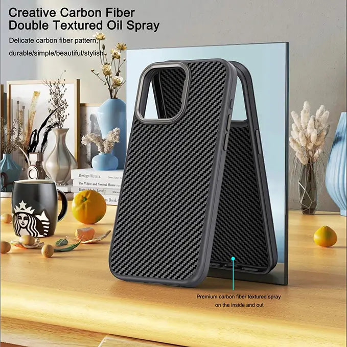 carbon fiber magsafe case for iphone 16 series with metal frame camera protection