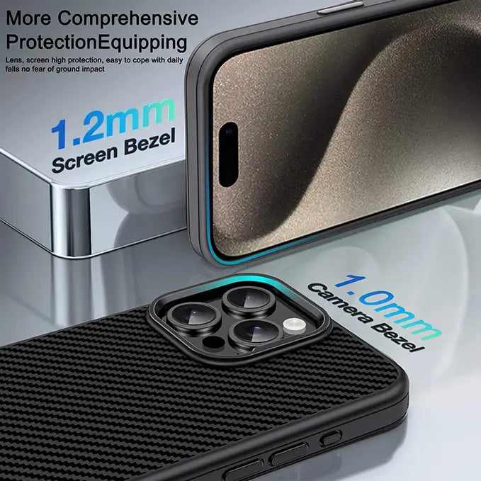 carbon fiber magsafe case for iphone 16 series with metal frame camera protection