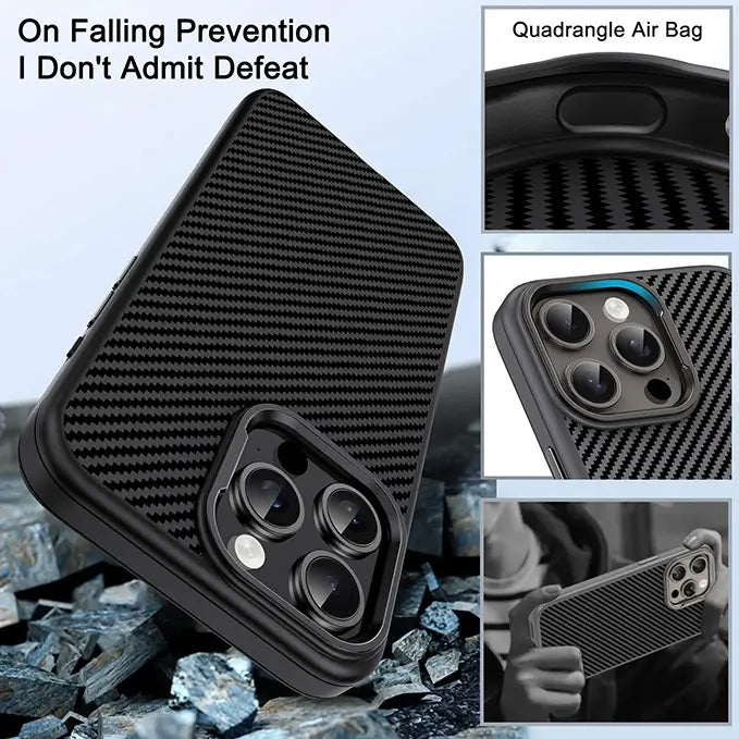 carbon fiber magsafe case for iphone 16 series with metal frame camera protection