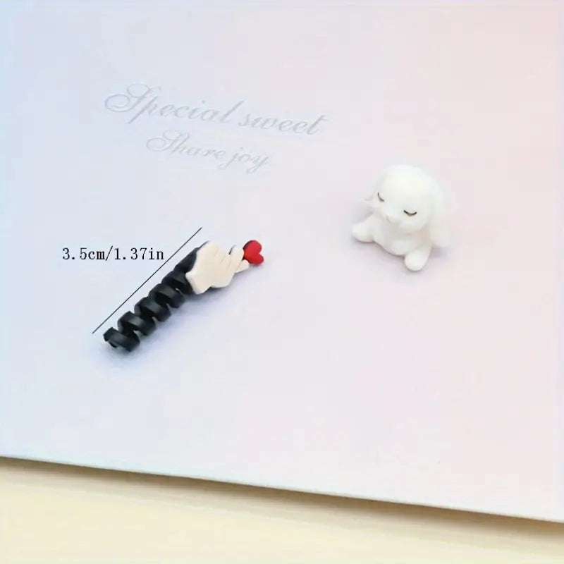 cute cartoon hands & hearts design silicone gesture decor data cable protectors