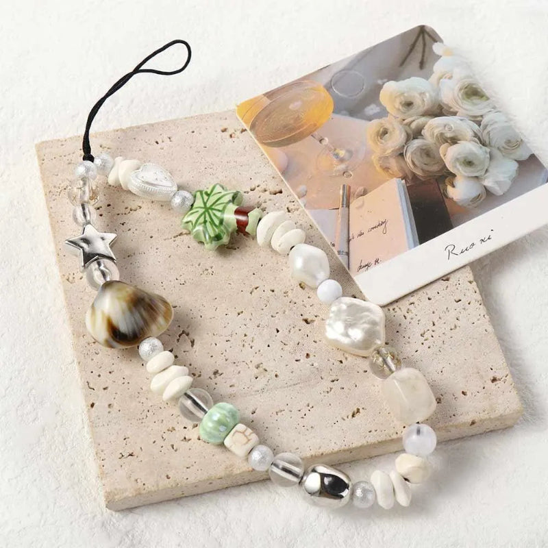 fashion shell coconut tree beaded phone strap