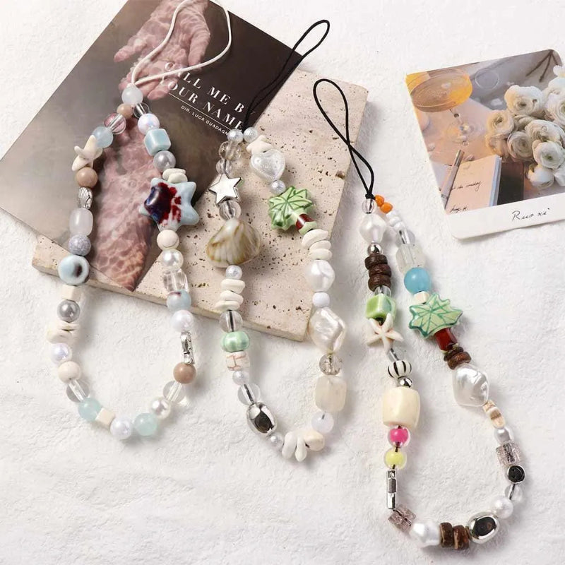 fashion shell coconut tree beaded phone strap