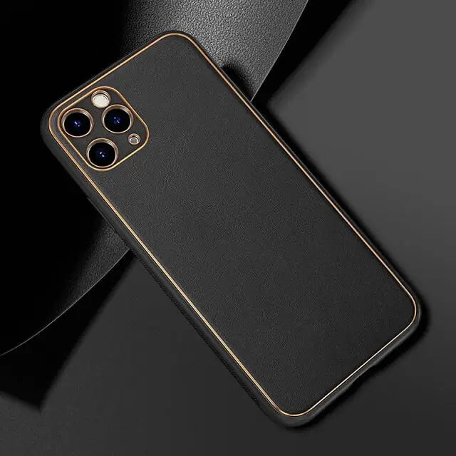 iphone 13 pro luxury leather plating with camera protection case