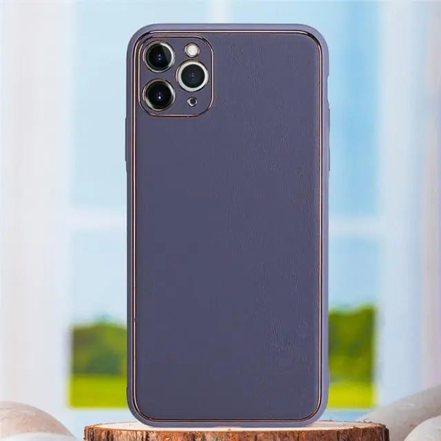 iphone 13 pro luxury leather plating with camera protection case