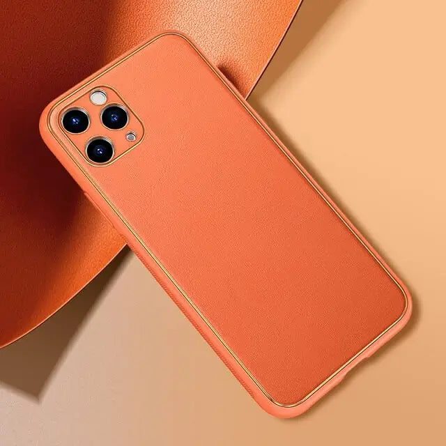 iphone 13 pro luxury leather plating with camera protection case