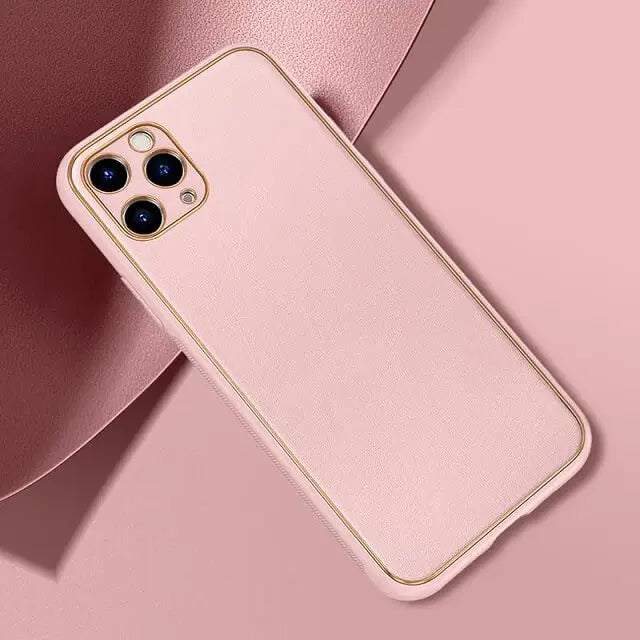 iphone 13 pro luxury leather plating with camera protection case