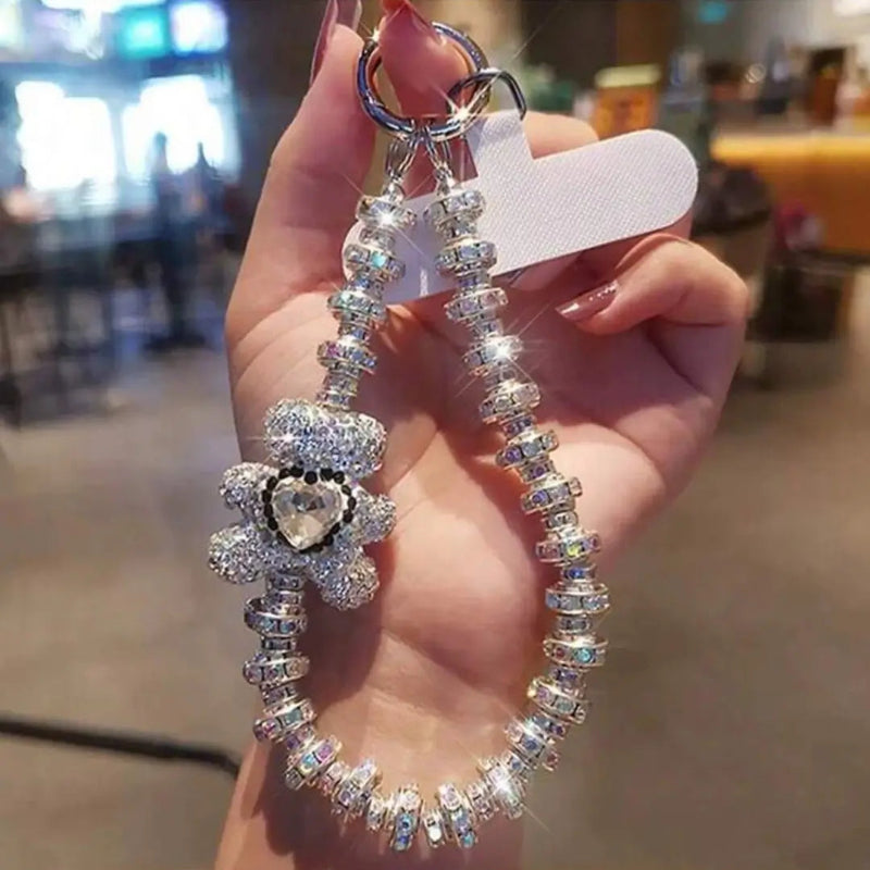 luxury crystal bear wrist strap