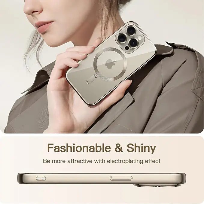 iphone 16 pro luxury magsafe transparent phone cover with camera lens protection