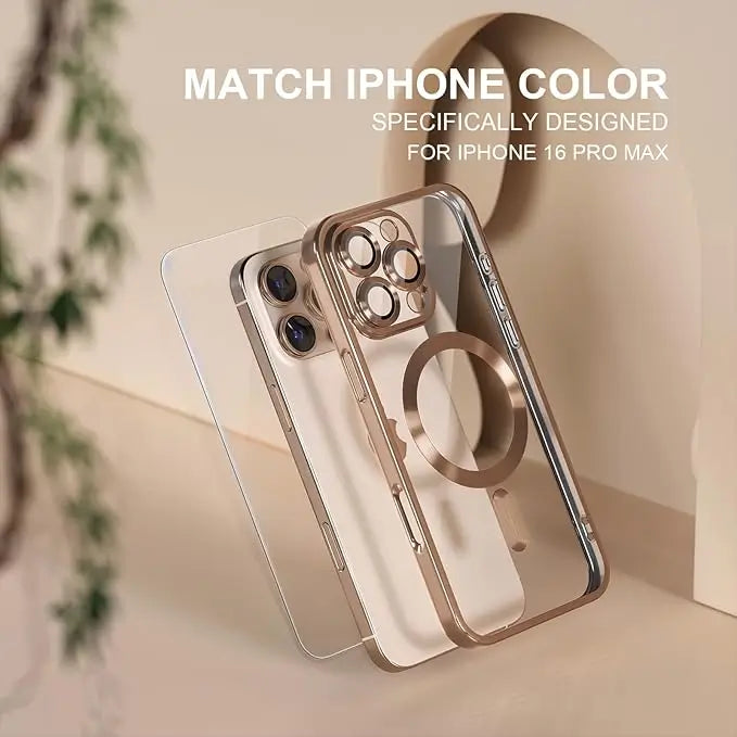 iphone 16 pro luxury magsafe transparent phone cover with camera lens protection