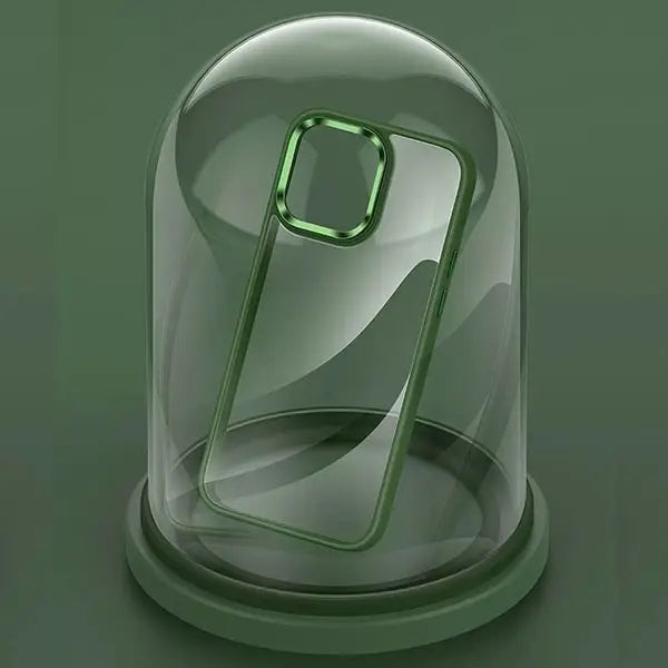 iphone 14 pro max luxury metal camera protection shockproof armor clear case – green