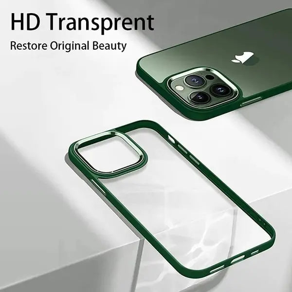 iphone 14 pro max luxury metal camera protection shockproof armor clear case – black