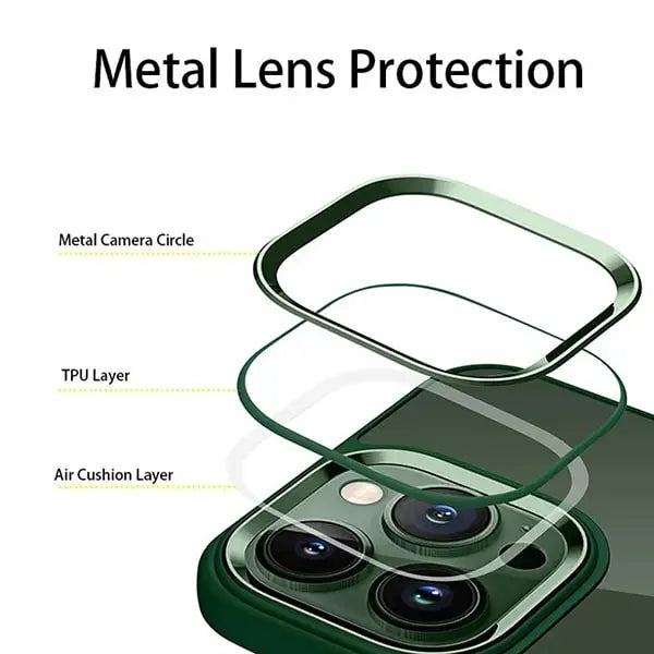 iphone 14 pro max luxury metal camera protection shockproof armor clear case – pink