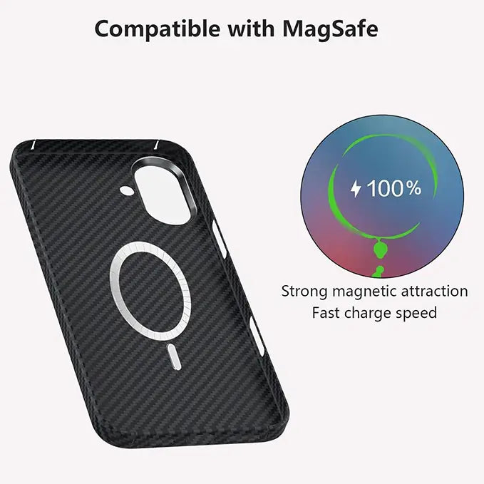 iphone 16 series ultra-slim soft carbon fiber magsafe case with metal frame camera protection