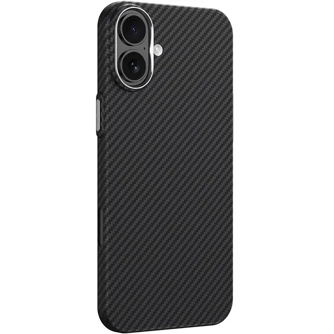 iphone 16 series ultra-slim soft carbon fiber magsafe case with metal frame camera protection