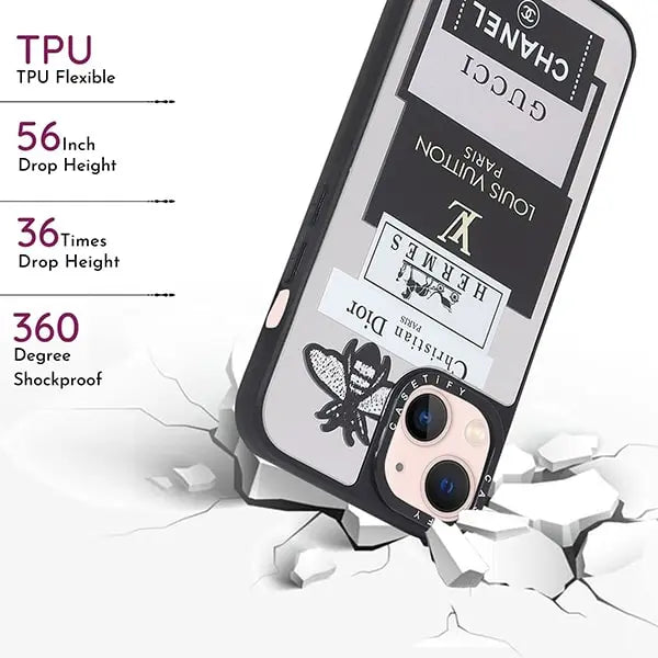 iphone 13 pro butterfly print reflective mirror back case