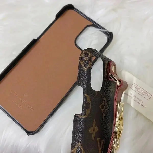 iphone 14 plus fashion brand leather strap back case