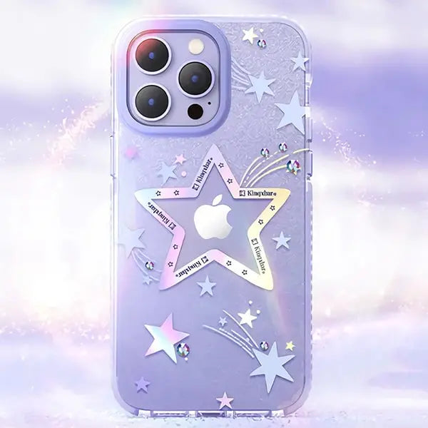 blue heart star crystal clear case for iphone 14 pro