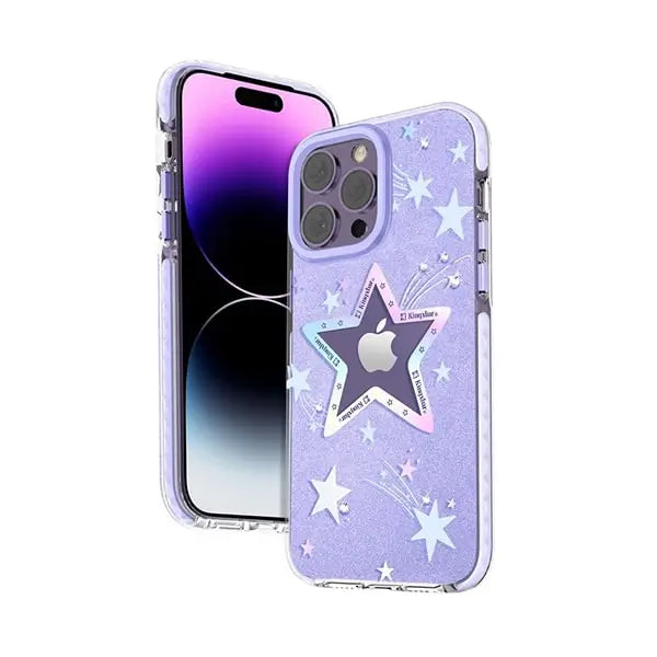 blue heart star crystal clear case for iphone 14 pro
