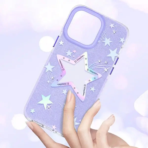 blue heart star crystal clear case for iphone 14 pro