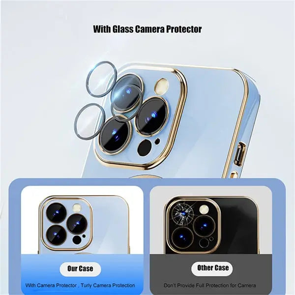 iphone 14 pro max luxury plating camera protection logo cut soft case – black