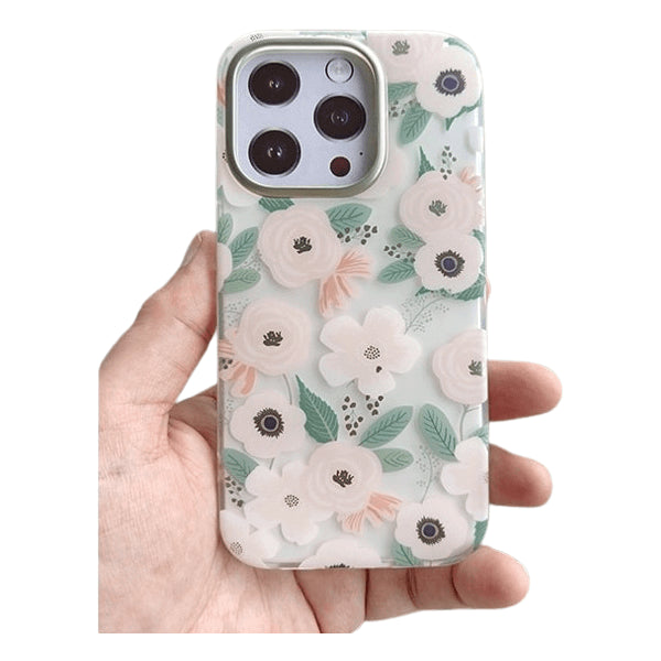 iphone 15 mikalen pink floral print clear mobile case