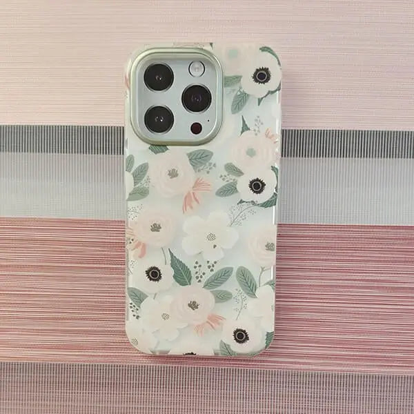 iphone 15 mikalen pink floral print clear mobile case