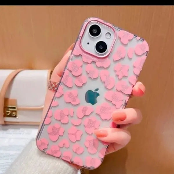 iphone 15 pro max pink floral print clear mobile case