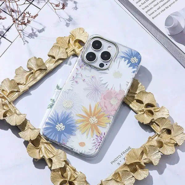 iphone 15 pro max mikalen sun floral print clear mobile case