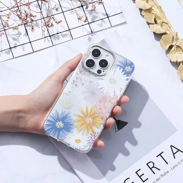 iphone 15 pro max mikalen sun floral print clear mobile case