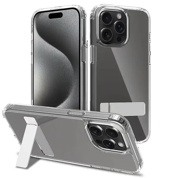 iphone 16 crystal clear military-grade non-yellowing shatter-resistant kickstand case