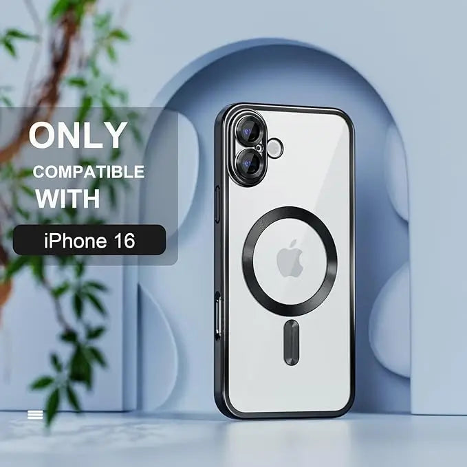 iphone 16 luxury magsafe transparent phone cover with camera lens protection