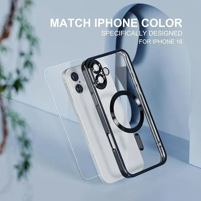 iphone 16 luxury magsafe transparent phone cover with camera lens protection