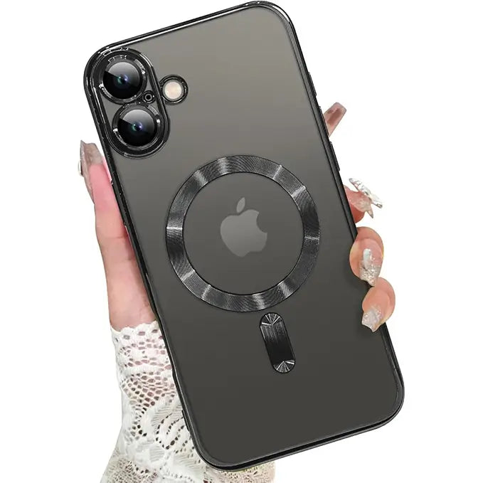 iphone 16 luxury magsafe transparent phone cover with camera lens protection