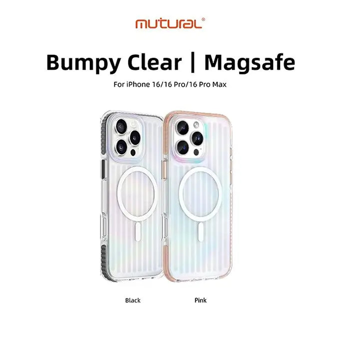 iphone 16 series luxury bumpy clear case with magsafe