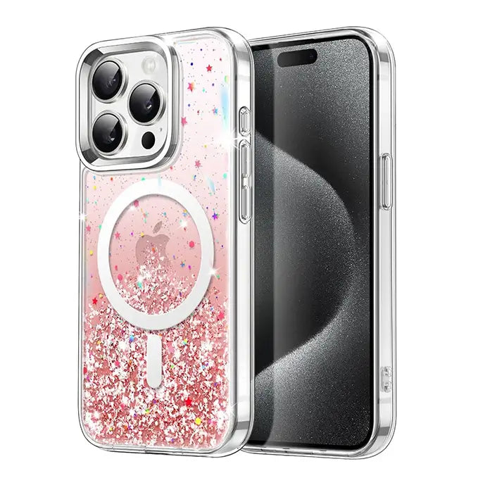 iphone 16 series glitter magsafe clear phone cover
