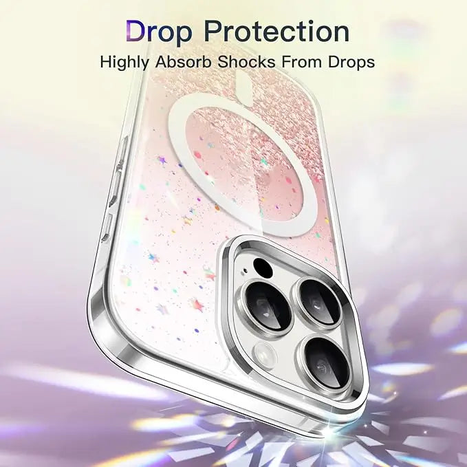iphone 16 series glitter magsafe clear phone cover
