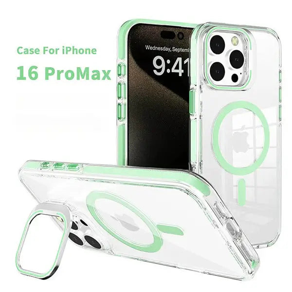 iphone 16 pro max magsafe clear case with metal kickstand