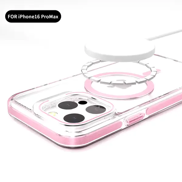 iphone 16 pro max magsafe clear case with metal kickstand