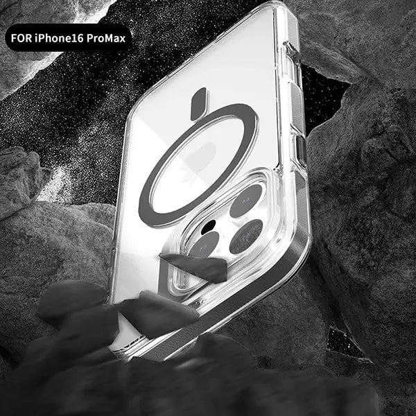 iphone 16 pro max magsafe clear case with metal kickstand