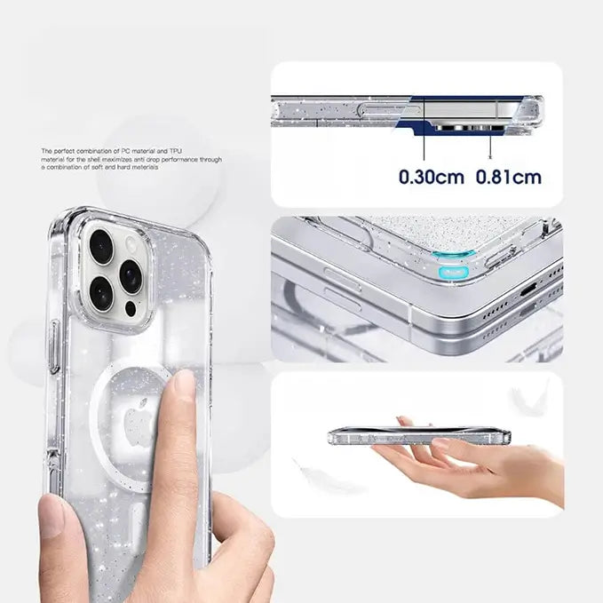 iphone 16 series ice crystal magsafe clear phone cover