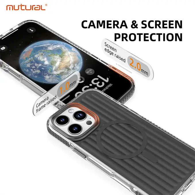 iphone 16 series space grey luxury bumpy magsafe phone cover