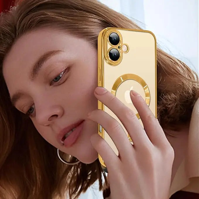iphone 16 luxury magsafe transparent phone cover with camera lens protection