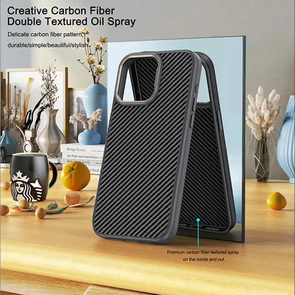 Carbon Fiber MagSafe Case for iPhone 16 Series with Metal Frame Camera Protection