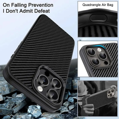 Carbon Fiber MagSafe Case for iPhone 16 Series with Metal Frame Camera Protection
